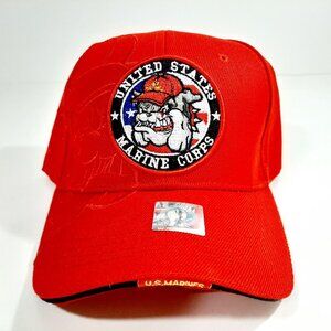 USMC Marines Marine Corps Hat Red Bulldog Round Se